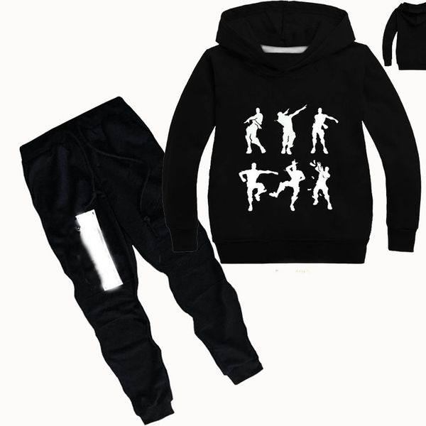 

dlf 2-16y game graphic print clothing girls set kids hoodies sweater clothes + trousers pants 2pcs set gifts toddler outfit, White