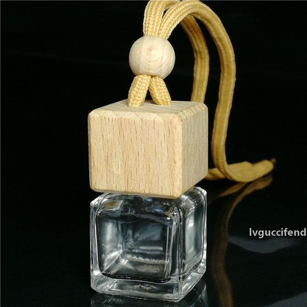 

8ml car perfume bottles wood screw cap glass empty bottle with hang rope for car decorations air freshener