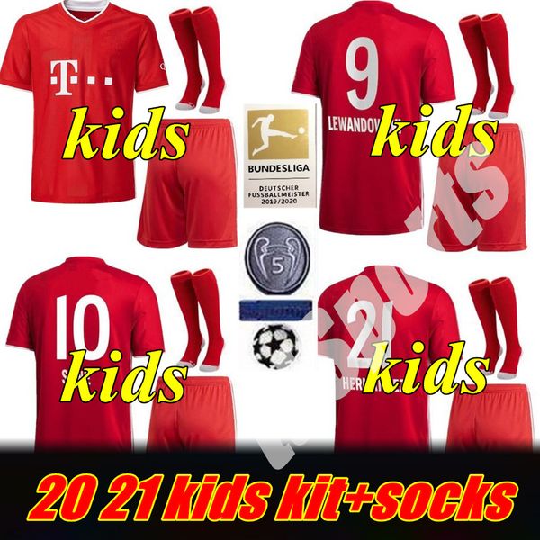 

20 21 bayern kids kit munich soccer jerseys lewandowski thiago 2020 2021 hernandez coutinho child youth uniforms full set football, Black