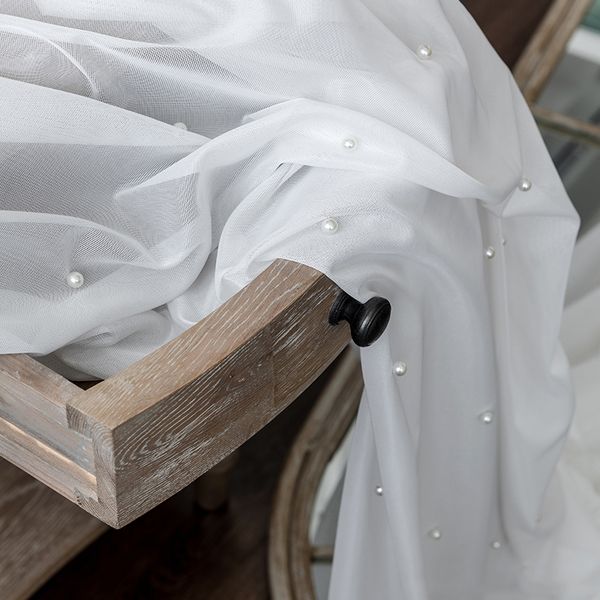 

luxury beaded pure white tulle curtain for living room bedroom bay window balcony pure white yarn custom sheer panel zh028&30