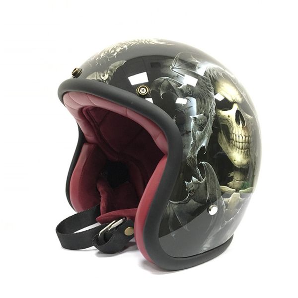 

mjmoto vintage motorcycle helmet 3/4 open face helmet moto casque casco motocicleta capacete for skull motocross