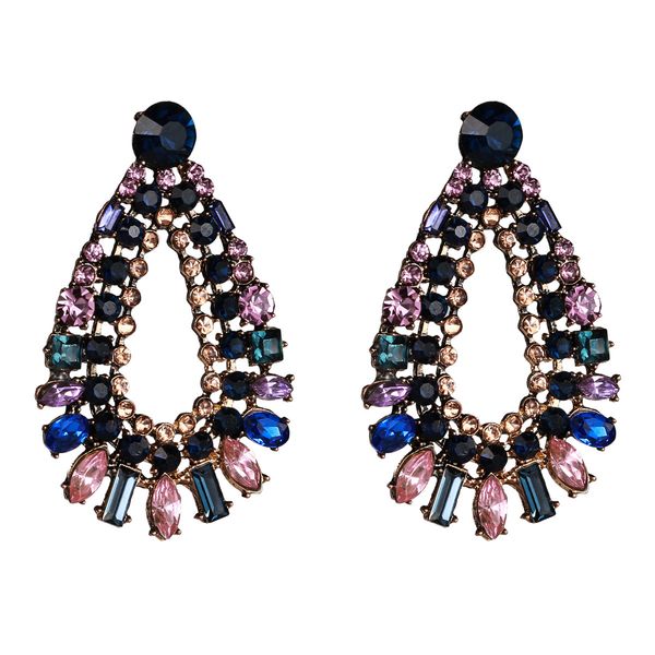 

exaggerated hollow water drop-shaped multi-layer diamond acrylic earrings female earring bohemian style, Golden