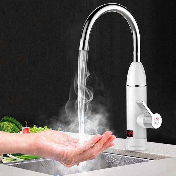 

3kw 220v electric tankless faucet water instant heater bathroom kitchen home tap led display