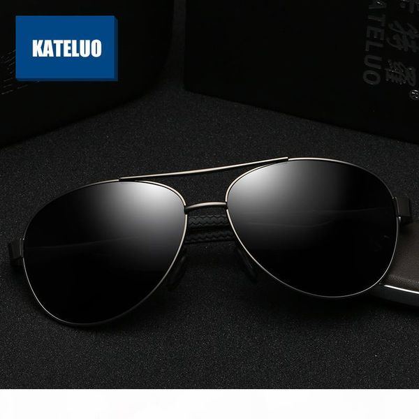 

kateluo 2020 classic men's polarized sunglasses pilot uv400 lens male sun glasses designer driving glasses for men eyewear 7753, White;black