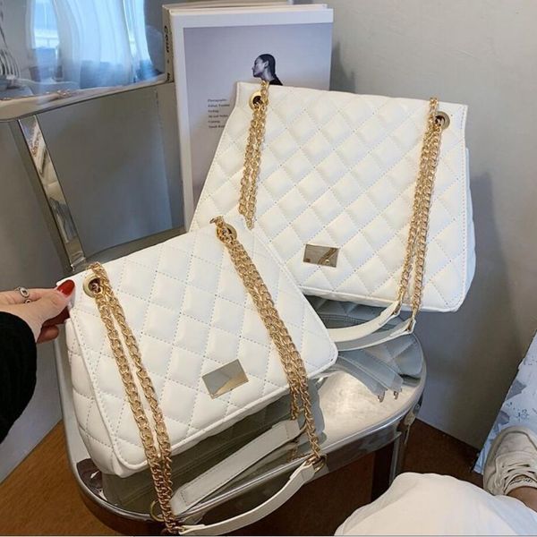 

lattice large tote bag 2020 fashion new leather women's designer handbag high capacity chain shoulder messenger bag