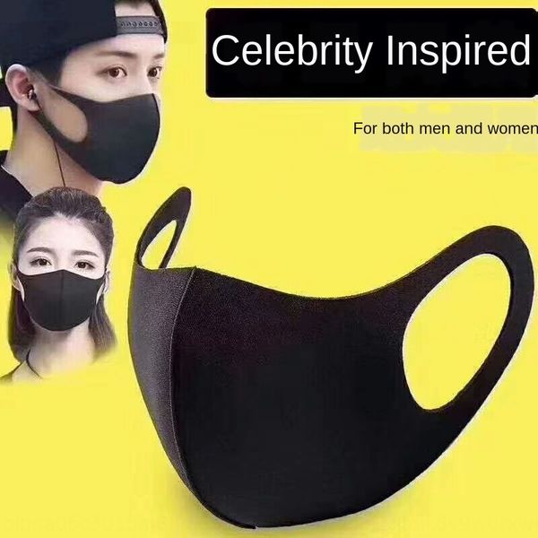 

star with the same style ice silk breathable thin dustproof and facial mask haze washable black summer mask for men and women