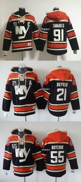 

2015 wholesale men new york islanders #21 okposo #55 boychuk #91 tavares black hooded jerseys hockey hoodies jerseys sweatshirts, Black;red