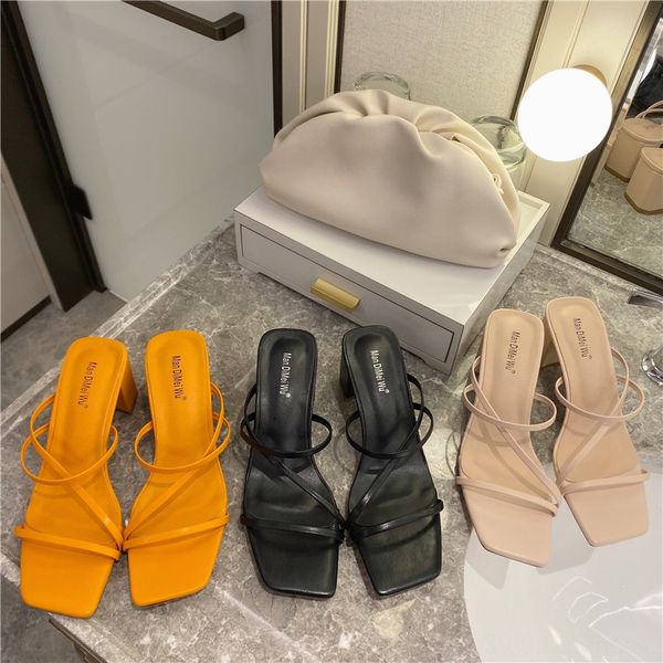 

2020 summer roman style fashionable thin belt hollow beach vacation all-match thick heel high heel ol women's shoes size 41