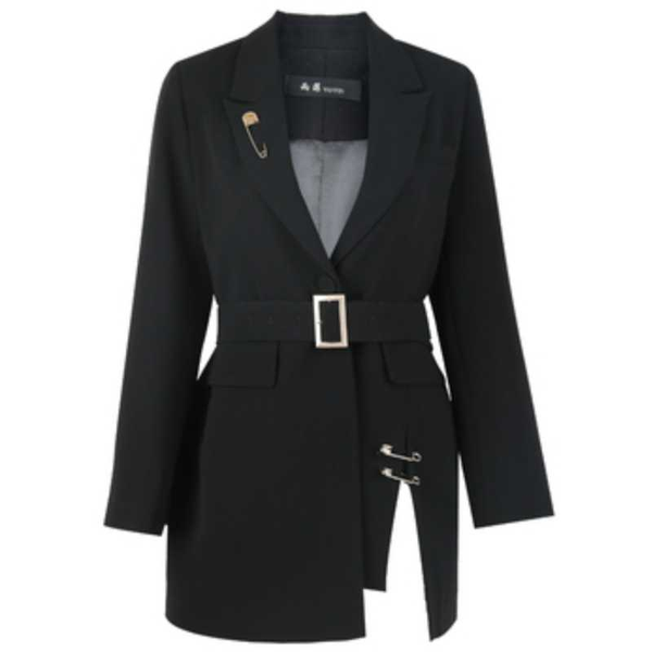 

women's suits & blazers women black irregular blazer notched long sleeve slim fit jacket fashion spring autumn, White;black