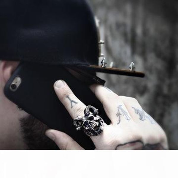 

sheep head designer rings punk style mens rings demon alternative rings fashion personality skeleton jewelry ing, Golden;silver