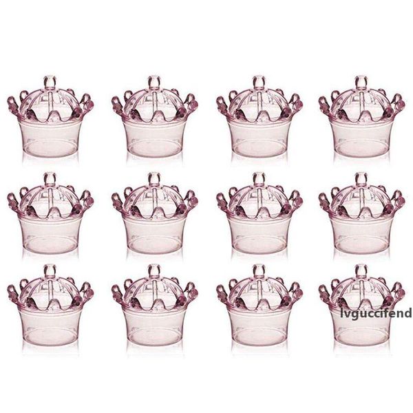 

12 pcs candy boxes plastic mini dome with crown design party decoration clear plastic crown fillable party favor box for candies