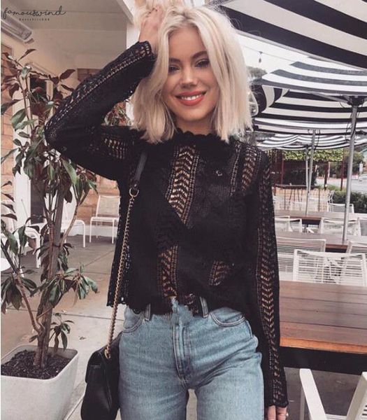 

2020 summer womens ladies long sleeve shirt casual lace blouse loose clothes fashion appliques floral lace clothing, White