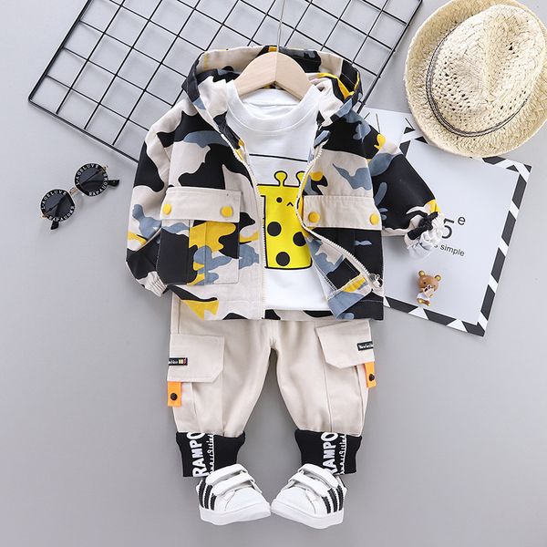 

baby boys clothes sets spring autumn toddler fashion coat t-shirts pants 3pcs tracksuits for boys infant jogging suits 2020, White
