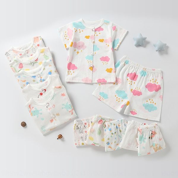 

short sleeve suit thin under baby wear pure cotton adjustable underwear men's and women's baby clothes summer clothes two-piece su