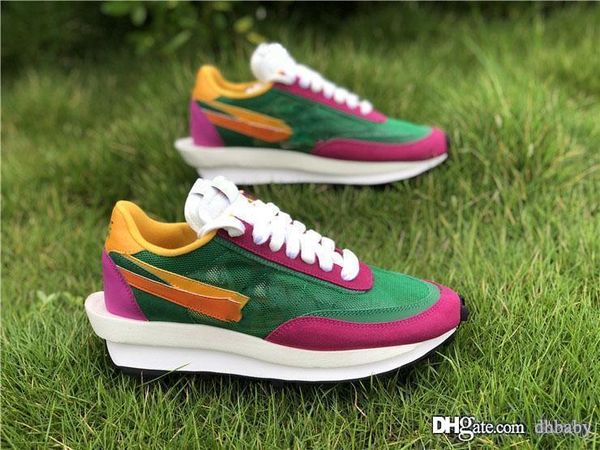 

new authentic sacai x ldwaffle pine green running shoes men women green gusto black anthracite sports sneakers bv0073-301 with box