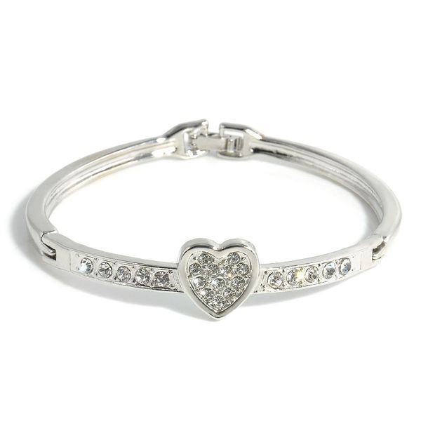 

austrian crystal bangle bracelet fashion korea creative jewelry white flower style aftificial diamond jewelry love heart bracelets for women