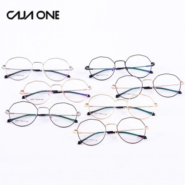 

metal myopia thin glasses artistic polygon optical frame thin frame plain glasses with myopia, Silver