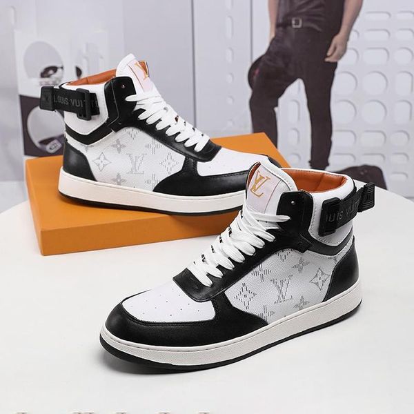 

mens shoes boots flats luxury chaussures pour hommes casual men shoes luxury leather rivoli sneaker boot fashion boots mens sports footwears, Black