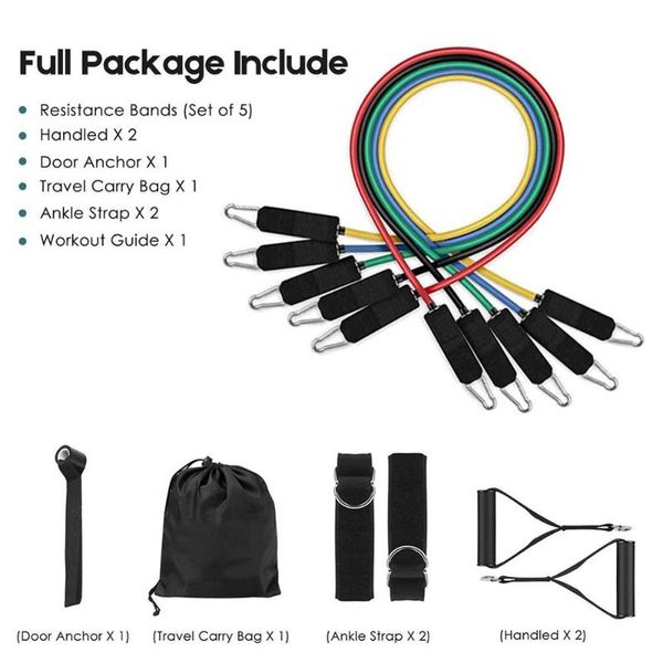 

resistance bands 11pcs/set elastic fitness gym strength pull rope exercises stretch