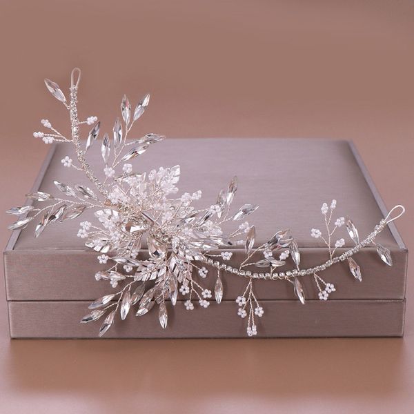 

forseven silver color crystal bridal hairband hair pins rhinestone leaf tiara hair jewelry wedding bride accessories jl, Golden;silver