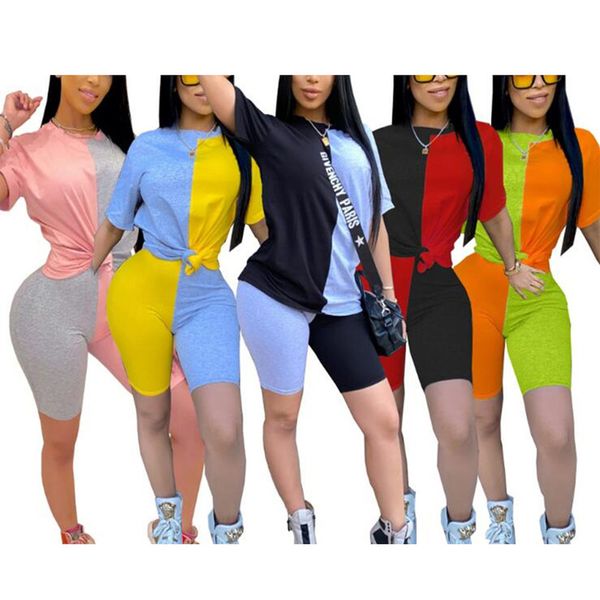 

dihope women sets summer tracksuits patchwork sportswear +shorts suit two piece set club party street 2 pcs outfits new, Gray