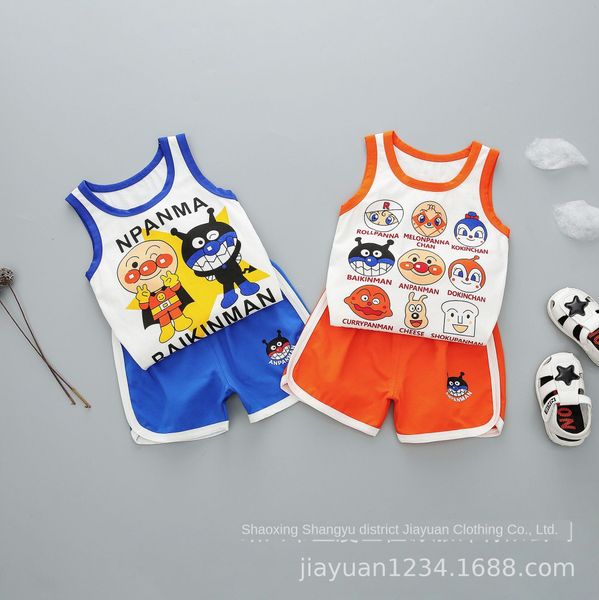 

rf3ln summer new korean style pure cotton children's sports casual sleeveless summer fashion new fashion printing western style two-pie