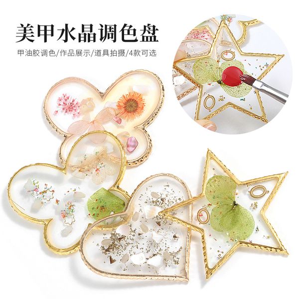 

nail art decorations style decoration crystal agate palette phnom penh resin painting display board manicure tools, Silver;gold