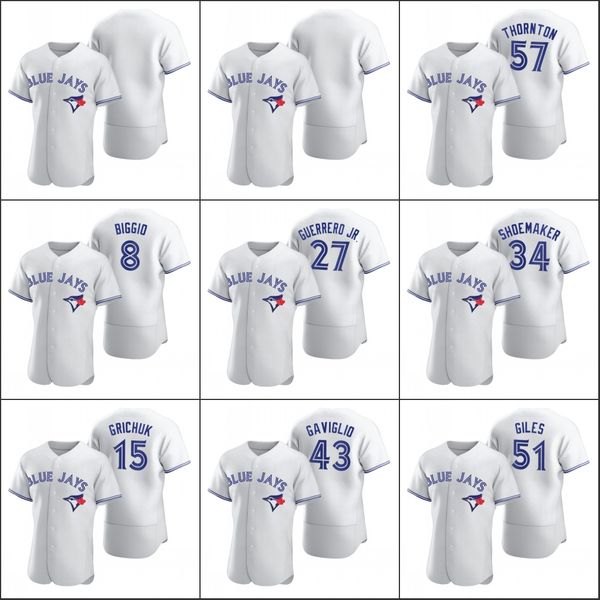 

toronto blue jays #27 vladimir guerrero jr. 57 trent thornton 8 cavan biggio men women youth custom white 2020 authentic jersey