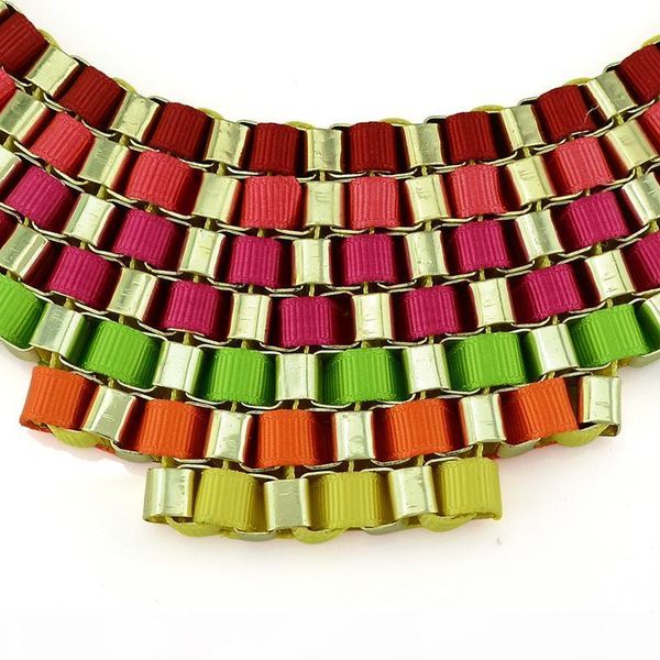 

r ribbon stripe weave necklace fashion gold plated metal geometry necklace multilayer color, Golden;silver