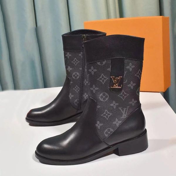 

fashion winter boots women zipper mid -calf wedge ladies leather boots luxury design chaussures de femme fashion womens shoes booties vintag, Black