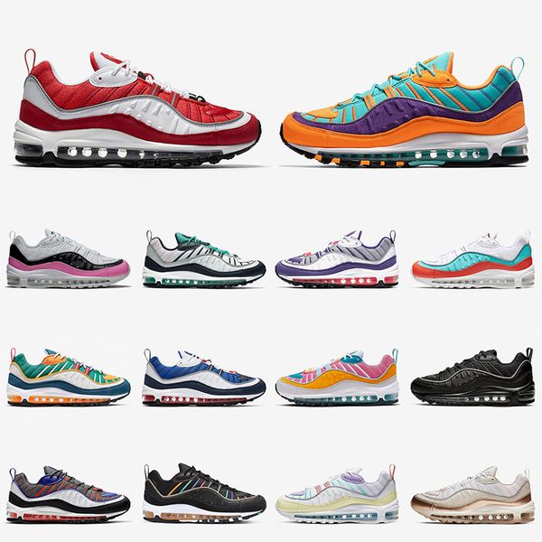 

2020 new arrival 98 running shoes gym red cone raptors easter for mens womens triple black white team orange designer cushion athletic sport, White;red