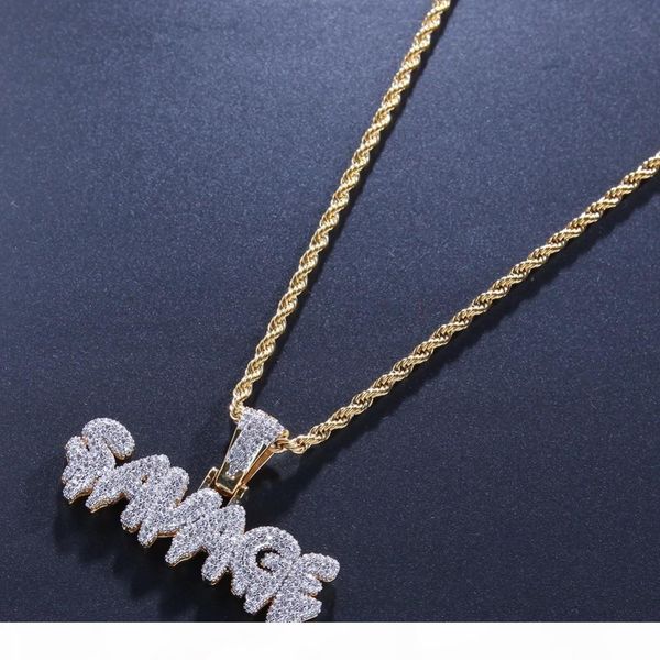 

d micro pave фианитами savage letters подвеска с 4 мм теннис цепи мода hiphop цвета золота ожерелье для мужчин ювелирные изделия, Silver