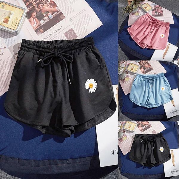 

loose thin flower print home running shorts women wild short yoga short running soft stretchy shorts, White;red