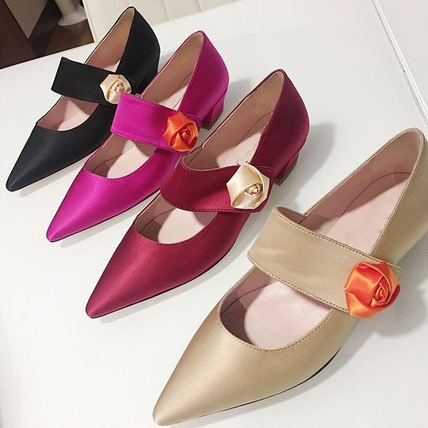 

слово ремень и обувь одного marijane обувь свадьбы шелковые туфли леди заостренные розы драгоценный шелк сатин мелких и удобных женщин, Black