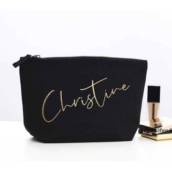 

personalized names bridesmaids canvas makeup bags custom bride gift idea bridal party cosmetic bags gifts maid of honor