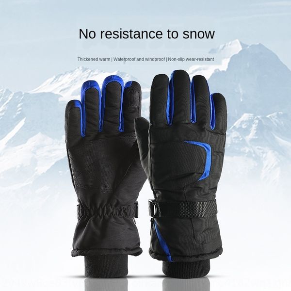 

g1a2e skiing gloves men' and women' warm outdoor sports winter warm outdoor sports riding motorcycle thickened brushed anti-skid, Blue;gray