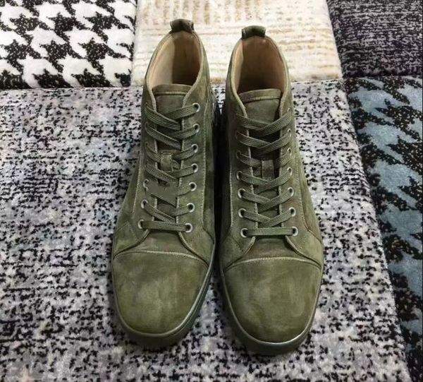 

2020 new women high green suede brand mens boots red bottoms casual shoes fashion designer lace-up red bottom sneakers, Black