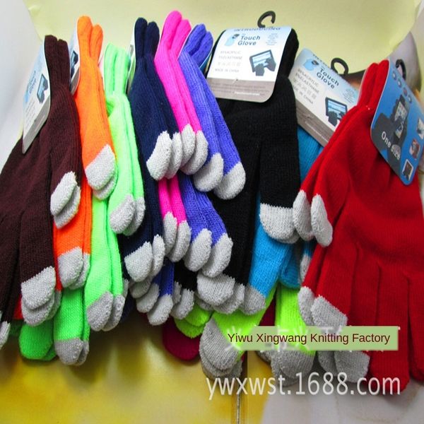 

magic touch warm magic screen knitted gloves korean new solid color touch screen warm gloves, Blue;gray