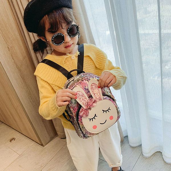 

school bags 2019 new baby child girl backpack college wind cute bow rabbit fashion sequins bag