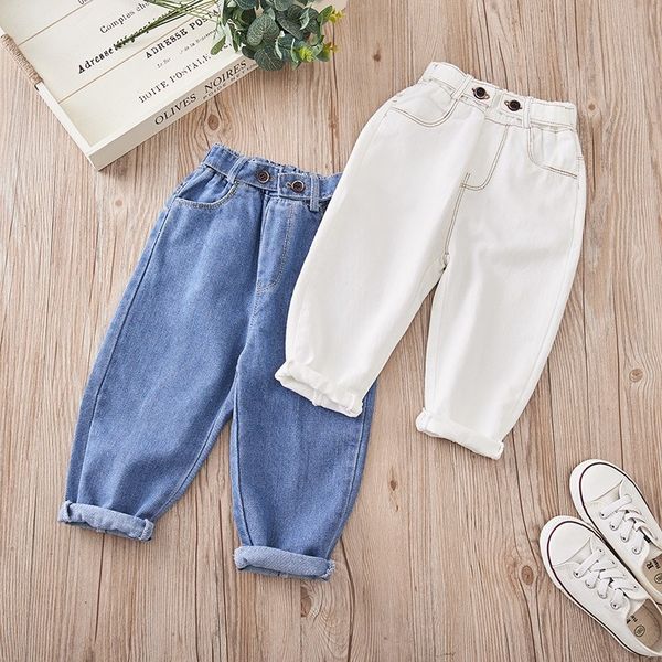 

g5ldg boys and girls pants double buckle casual plus velvet pants 19 autumn new children's wear 3-8 years and jeans children's wea, Blue