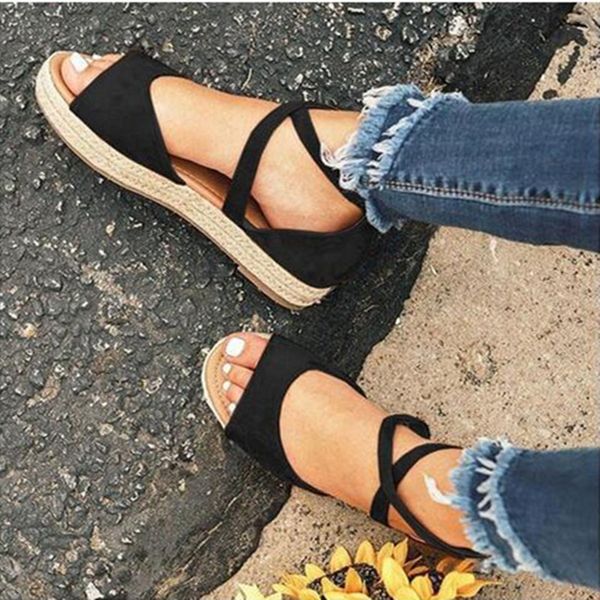 

2020 women sandals woman platform peep toe female gladiator flats ladies zipper shoes women's comfortable plus size summer, Black