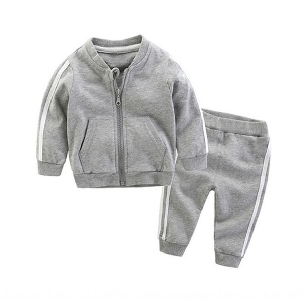 

new suit for boys and girls multicolor cotton stripe long sleeve sports pants coat coat casual sports pants two-piece set
