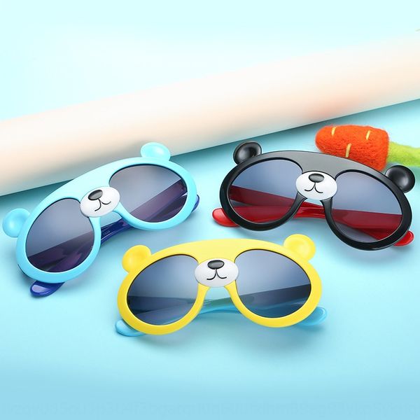 

new fashion cartoon children's sun sun uv-proof children's sunglasses round frame bear ear glasses, Blue