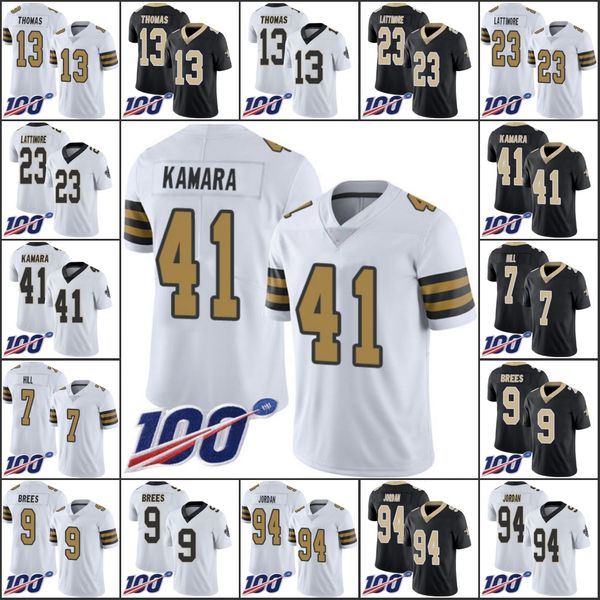 

new orleans saints men #13 michael thomas 41 alvin kamara 9 drew brees 94 cameron jor dan women youth nfl 100th limited jersey