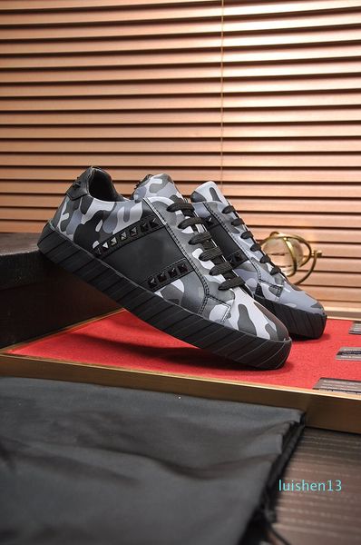 

rivet 2019 luxury designer casual shoes mens trainers leather platform shoes flat chaussures de sport zapatillas suede sneakersl13, Black