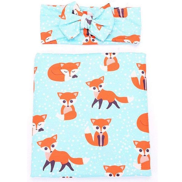 

newborn baby swaddle receiving blankets with headband value set