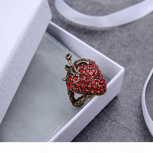 

d explosion strawberry retro full diamond opening designer ring luxury designer jewelry women rings, Golden;silver