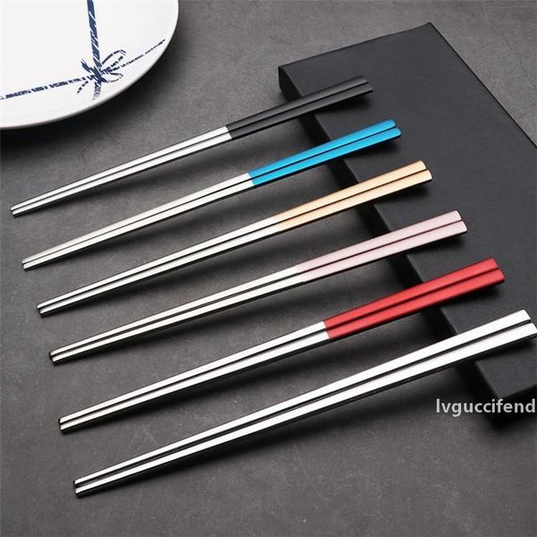 

new arrival 6 colors available paint coated stainless steel 304 firm chopstick korean chopstick flat chopstick