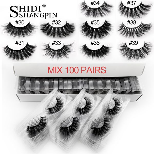 

false eyelashes 20/30/40/50/100 pairs wholesale mink natural long handmade 3d lashes makeup eyelash extension faux cils in bulk
