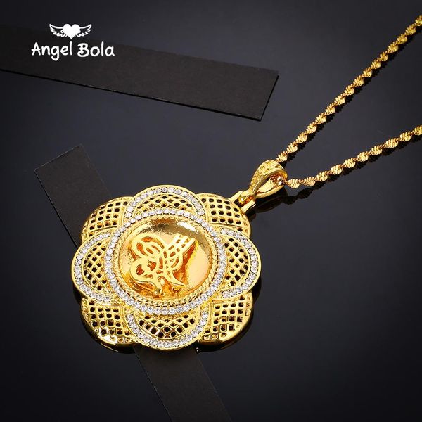 

middle eastern muslim islam halal diamond totem flower necklace ms. men's necklace, Silver